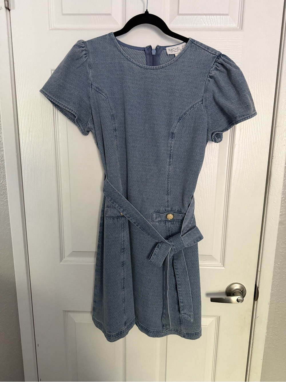 Rachel Zoe Light Blue Textured Denim Dress